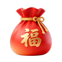 3D红色福袋简约元素