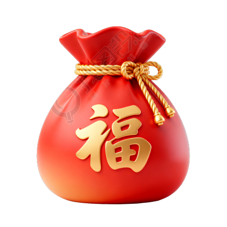 3D红色福袋简约元素