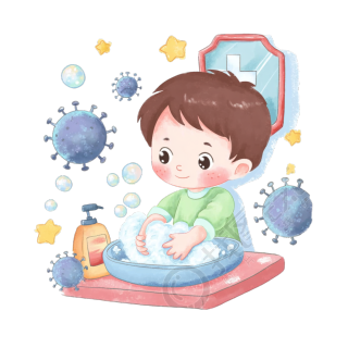 卡通男孩洗手插图