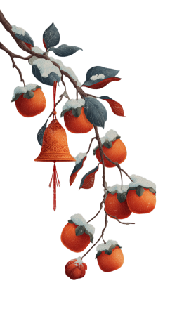 柿子寒露节气简约插画