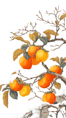 雪中柿子寒露节气插图