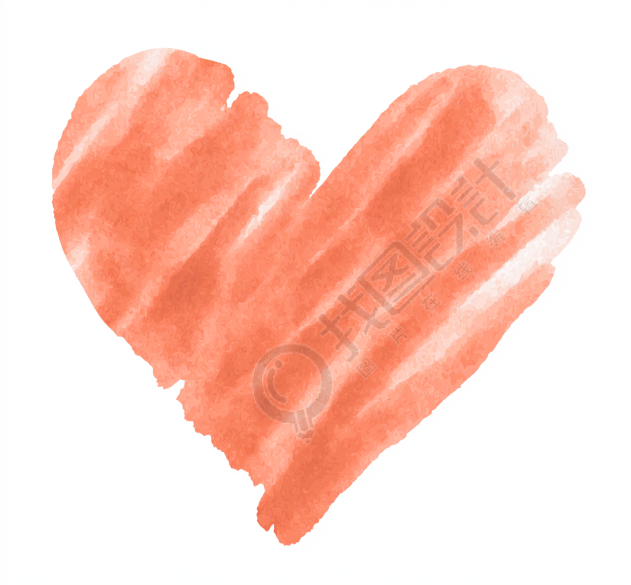 红色心形水彩风元素
