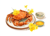 蒸螃蟹插画设计元素