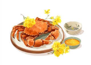 蒸蟹插画设计