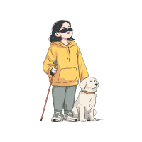 盲人和导盲犬插画