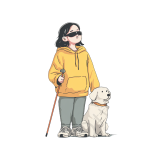 盲人和导盲犬插画