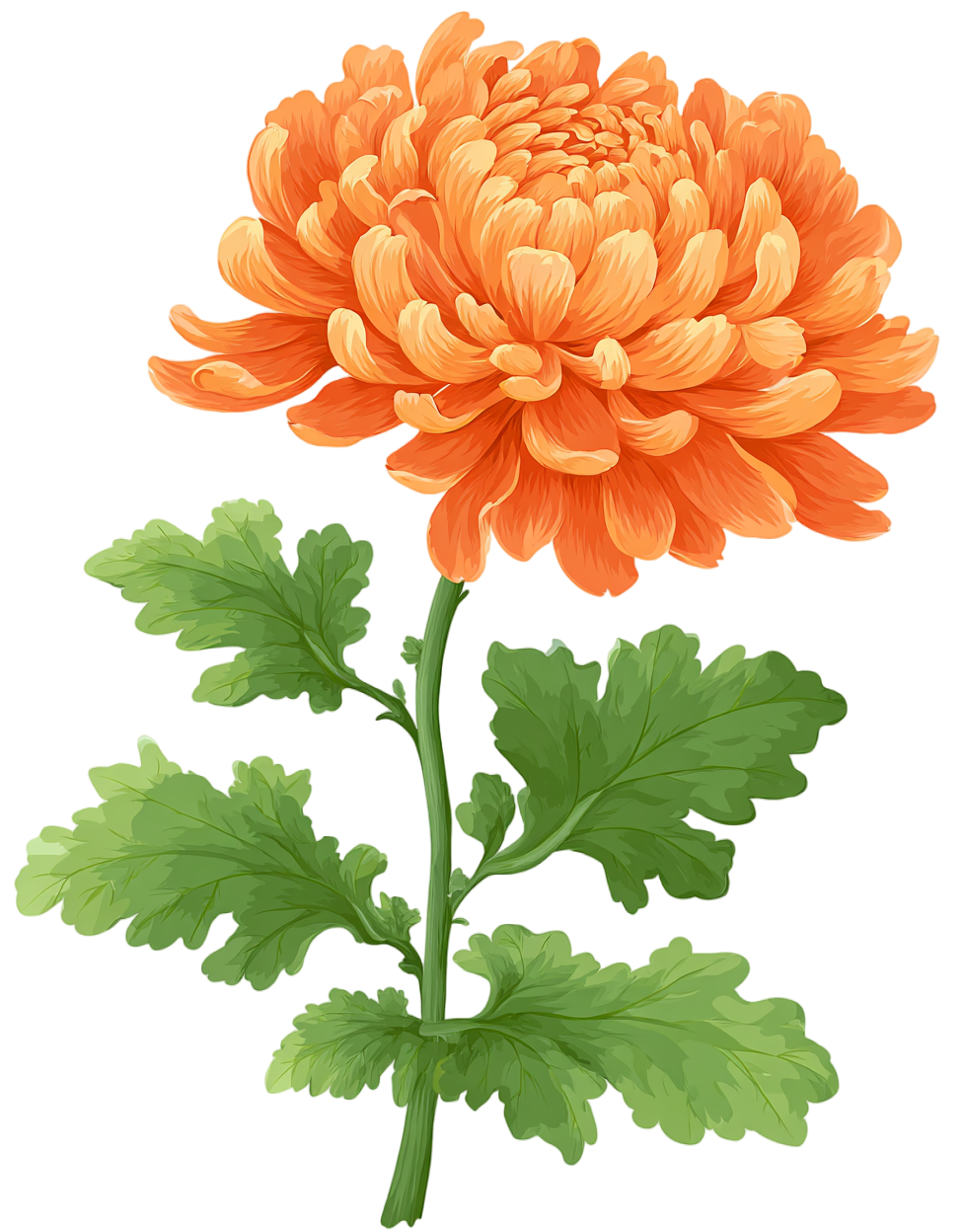 橙色菊花可商用插画