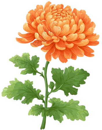 橙色菊花可商用插画