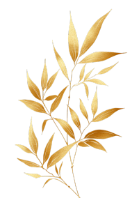 金箔竹叶白背景平面插画