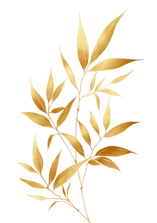 金箔竹叶白背景平面插画