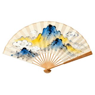 水波图案中式扇子