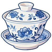 蓝白瓷图案茶具