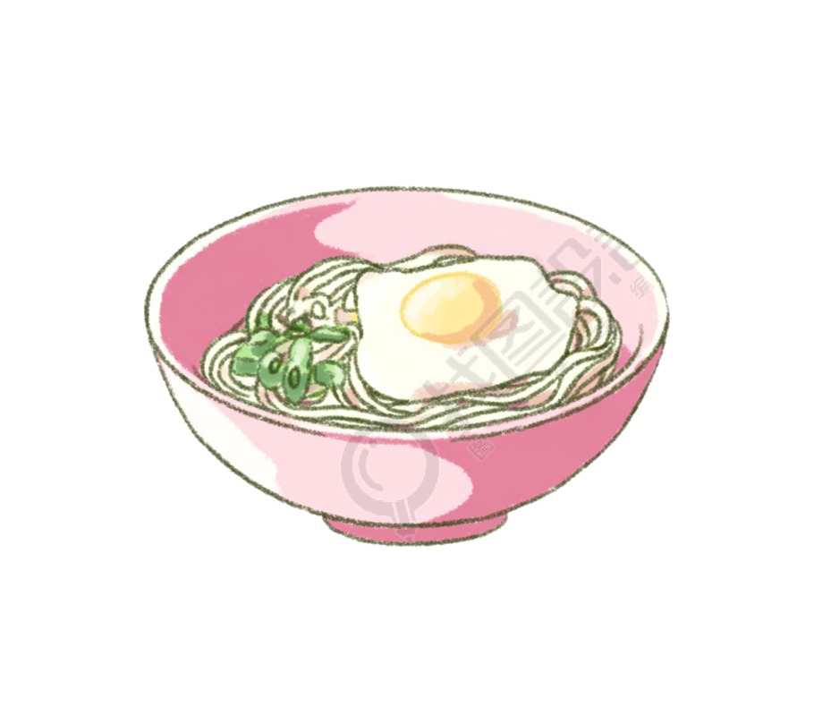 一碗凉面卡通插图