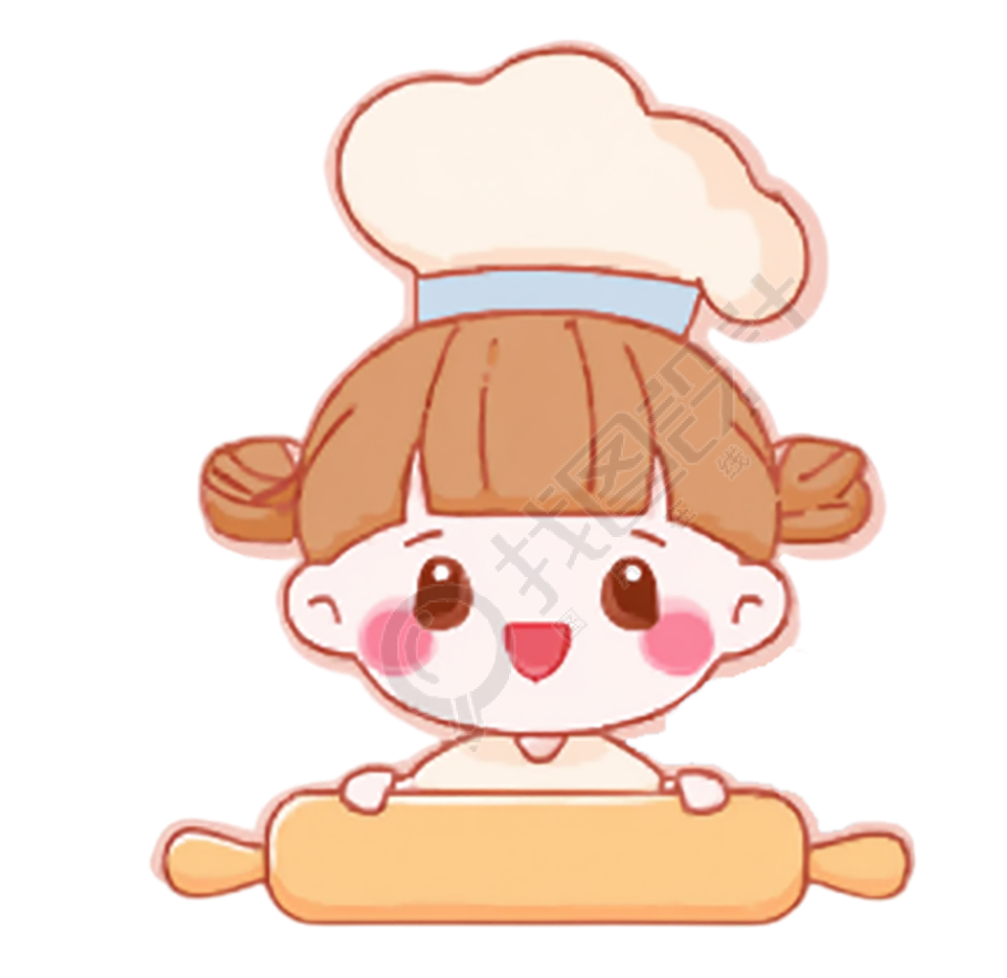 可爱小女孩带厨师帽插图