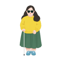 绿裙黄衫插画设计