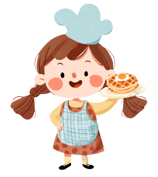 可爱女孩烹饪插画