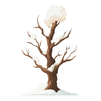 雪顶枯树霜降素材