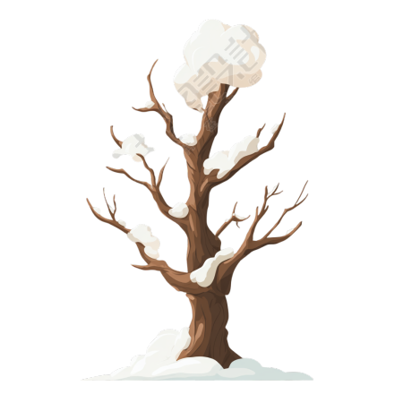 雪顶枯树霜降素材