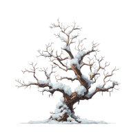 雪顶枯树霜降元素