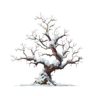 雪顶枯树霜降元素
