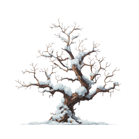 雪顶枯树霜降元素