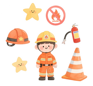 橙色消防员插画