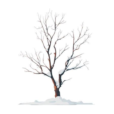 雪顶枯树霜降插画