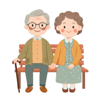 可爱老年夫妇插画