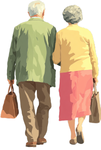 简约老年夫妻插画