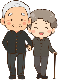 可爱老夫妇插画设计