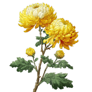 手绘风菊花插画
