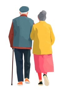 老年夫妇插画设计