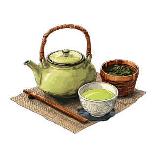 绿茶壶PNG图素材