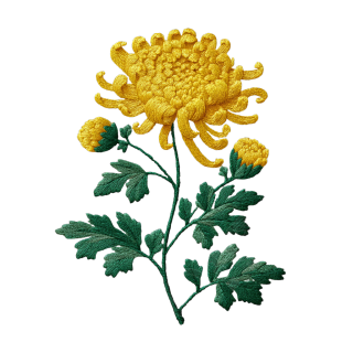 简约风格菊花刺绣图案