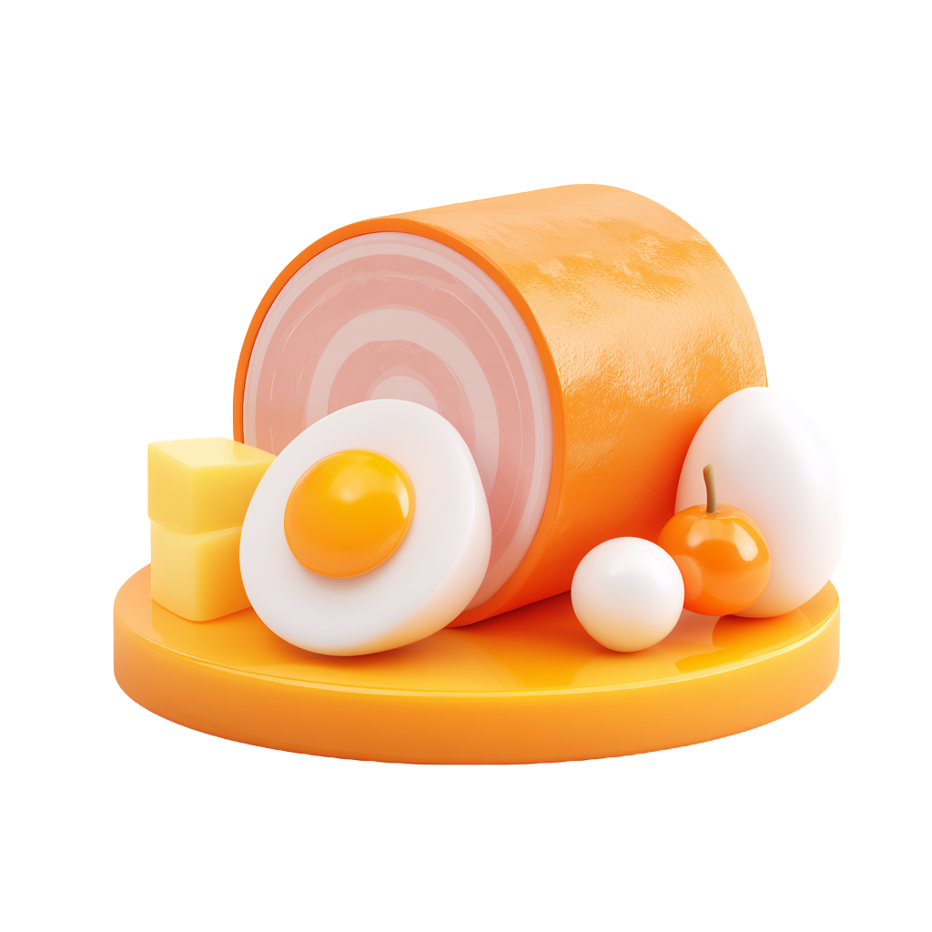 火腿卡通美食元素