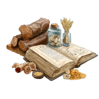 中药材和医书插图