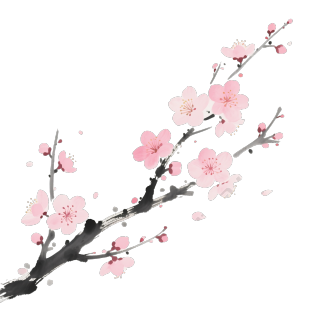 墨点桃花插画设计