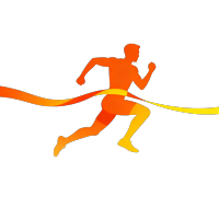 男生奔跑剪影插画