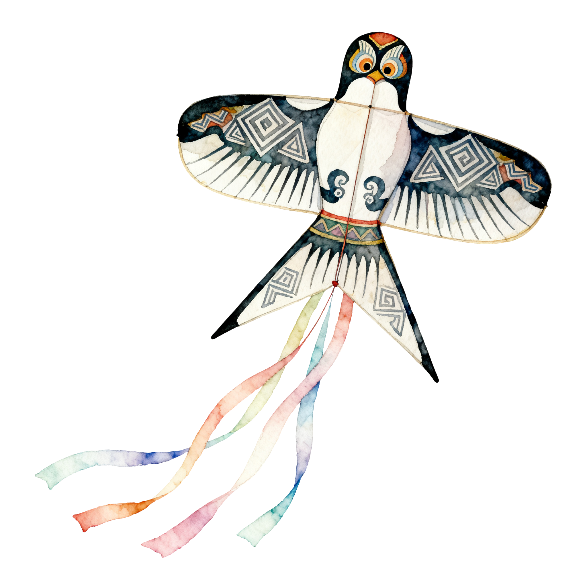 燕子风筝水彩风插图