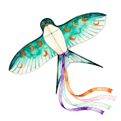燕子风筝水彩风插画