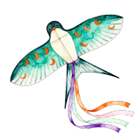 燕子风筝水彩风插画