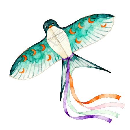 燕子风筝水彩风插画