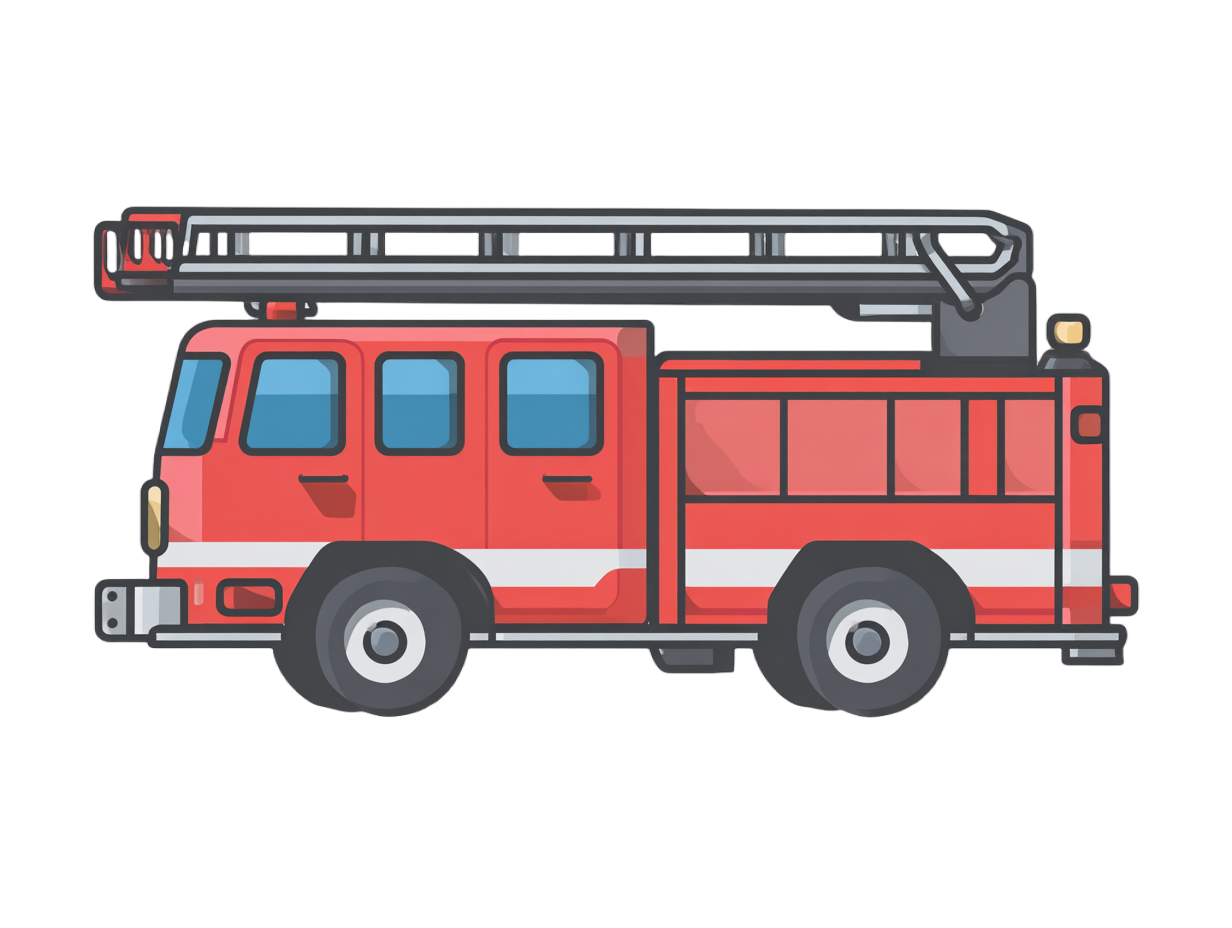 红色消防车图标元素