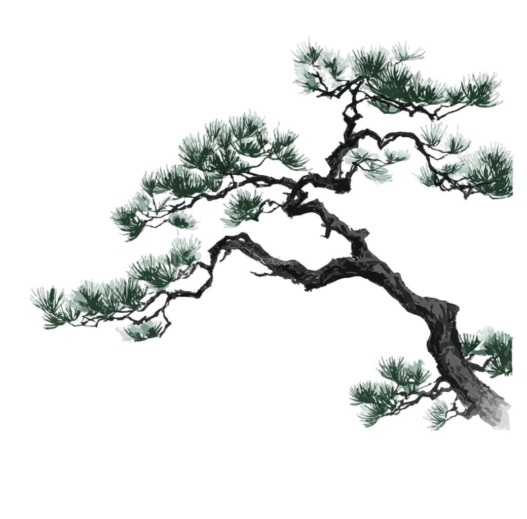 古松树水墨风元素