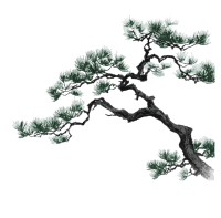 古松树水墨风元素