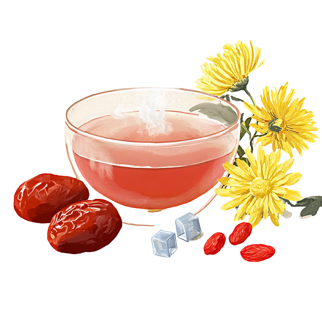 菊花茶水彩插画