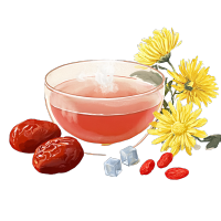 菊花茶水彩插画