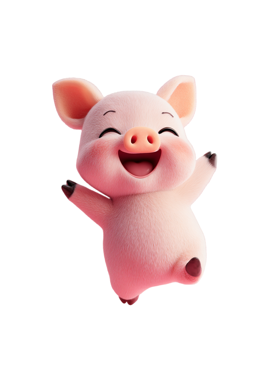 3D粉色小猪插画