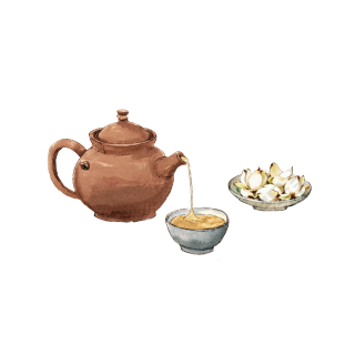 茶壶茶杯水彩插画