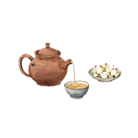 茶壶茶杯水彩插画
